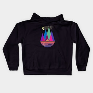 Camping and fishing in the moonlight Kids Hoodie